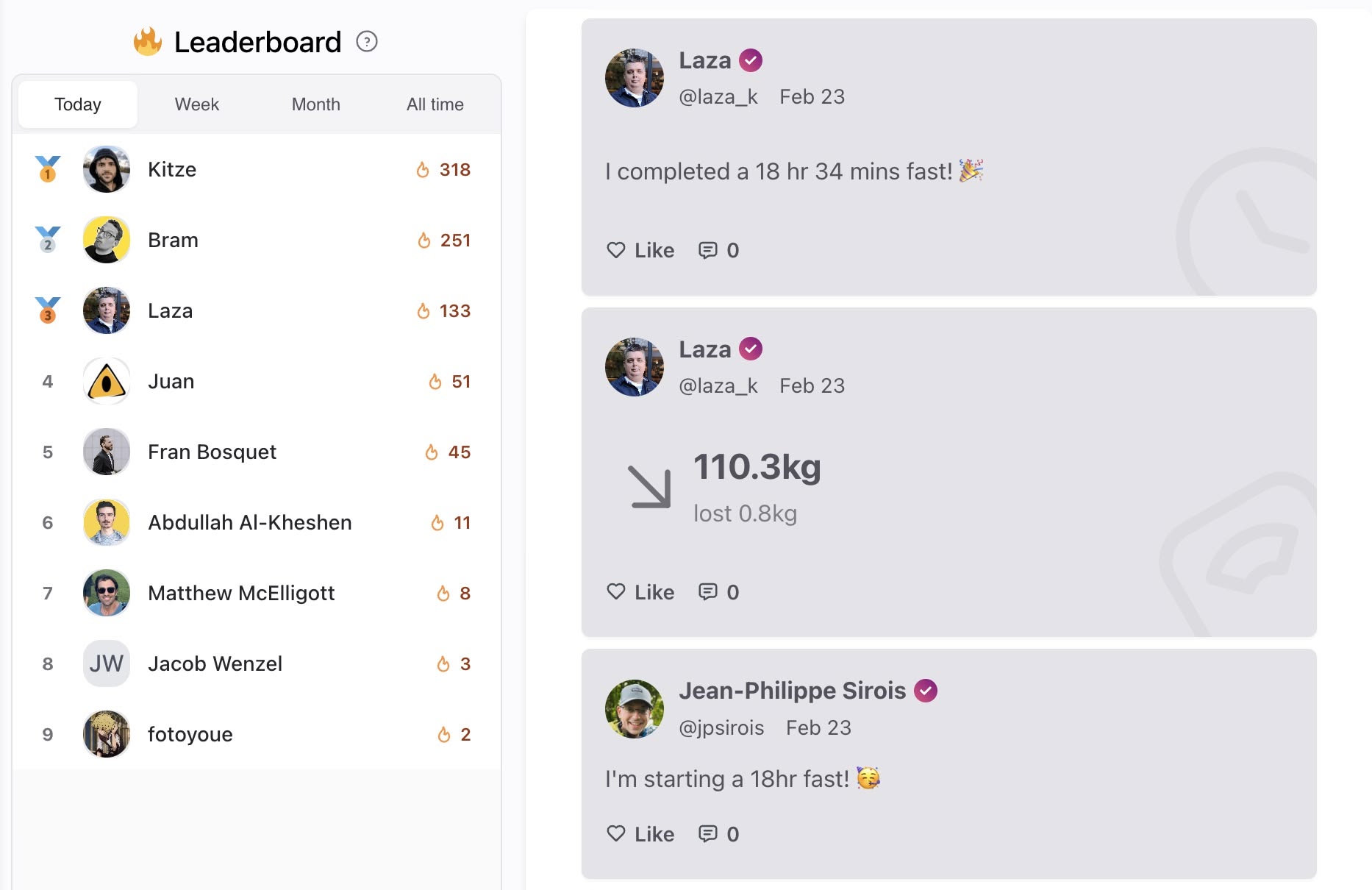 Leaderboard & feed